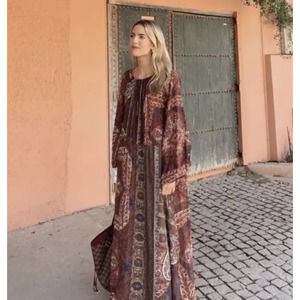 ZARA Printed Maxi Dress Brick Bohemian Paisley {Y47}
